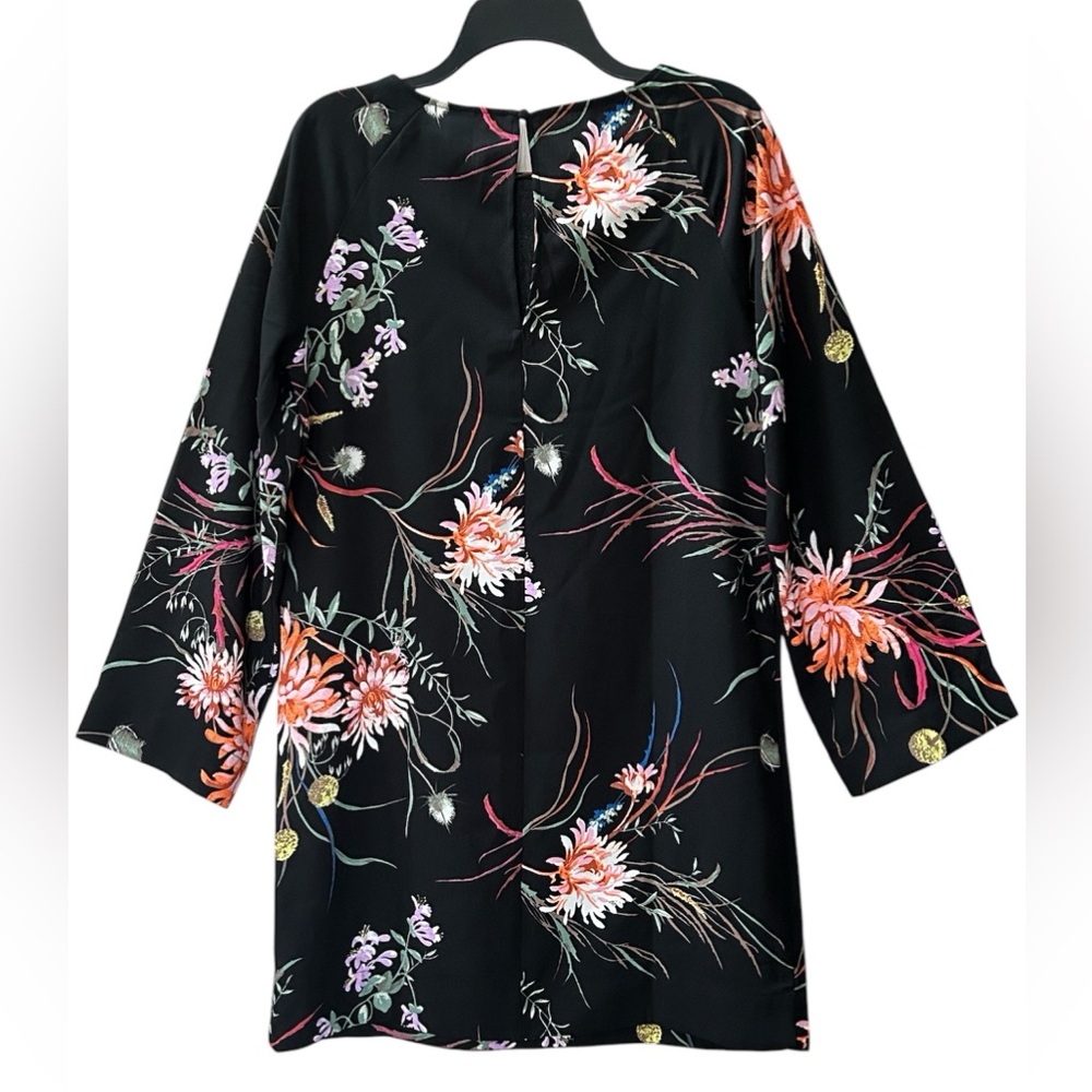 NWT H&M Black Floral Wide-sleeved Knee Length Dress Boho Goth Punk Size S - Picture 4 of 14